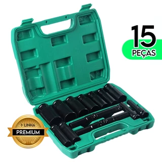 Conjunto de Soquetes de Impacto Longo 15 Peças 1/2 8mm - 32mm PREMIUM