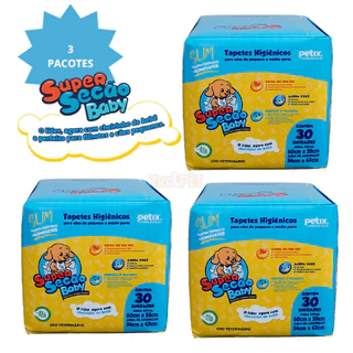 Kit C/3 Tapete Higiênico Super Secão Baby Slim 30 unidades 60x55cm envio imediato