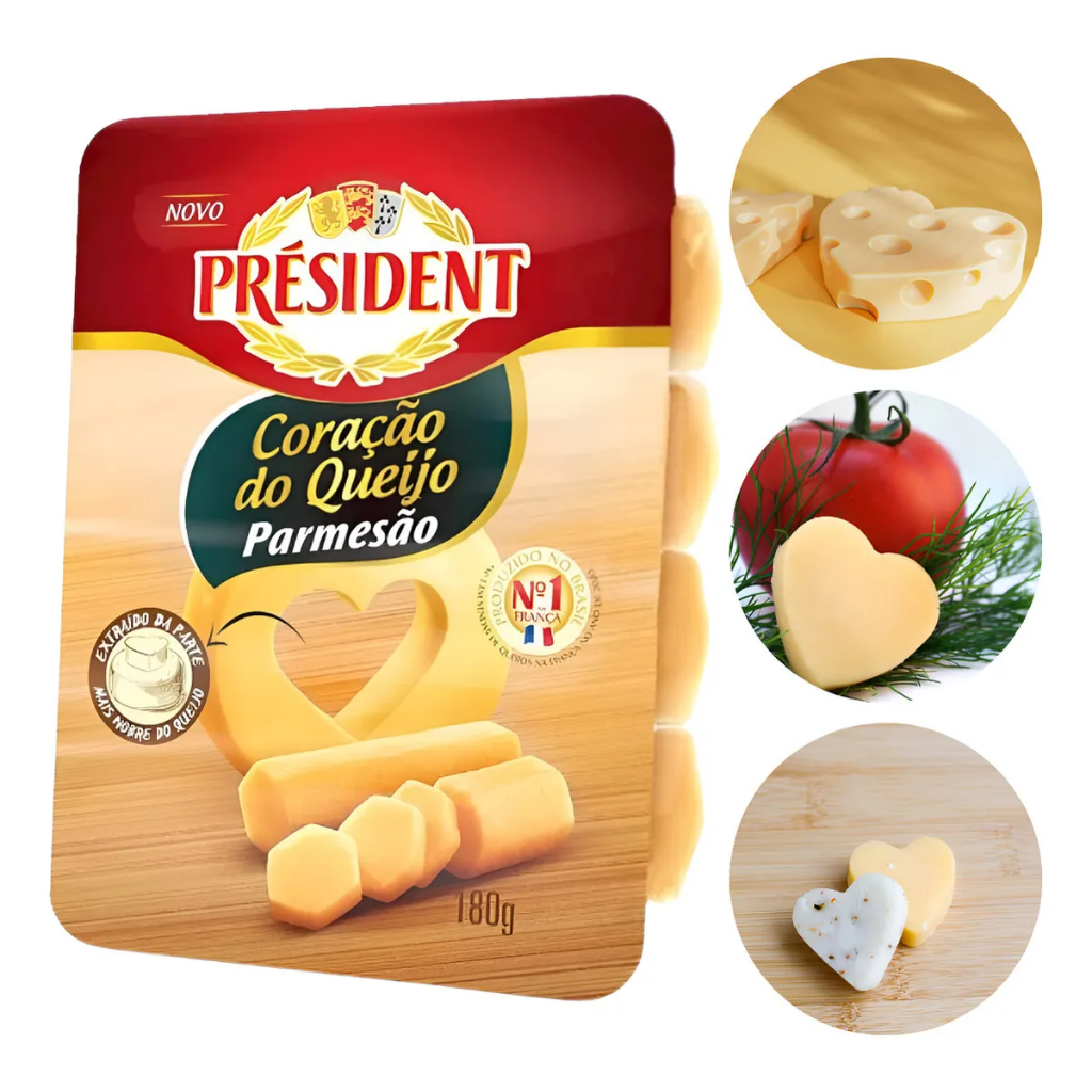 Coração Do Queijo Parmesão President Ralar Petisco Cilindro | Shopee Brasil