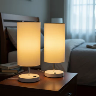 Kit 2 Abajur Luminária De Mesa Clássico Redondo Com Interruptor Com Cúpula Decoração Casa, Sala, Quarto, Escritório