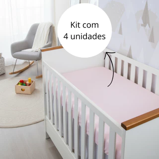 Kit de 4 Lençol Várias Cores 130x70cm Berço Padrão Americano Com Elástico Percal 400 Fios em Oferta na Shopee