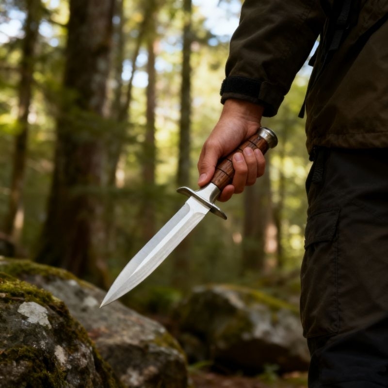 faca para Churrasco pesca Camping aço inox cabo em madeira cm-xz3