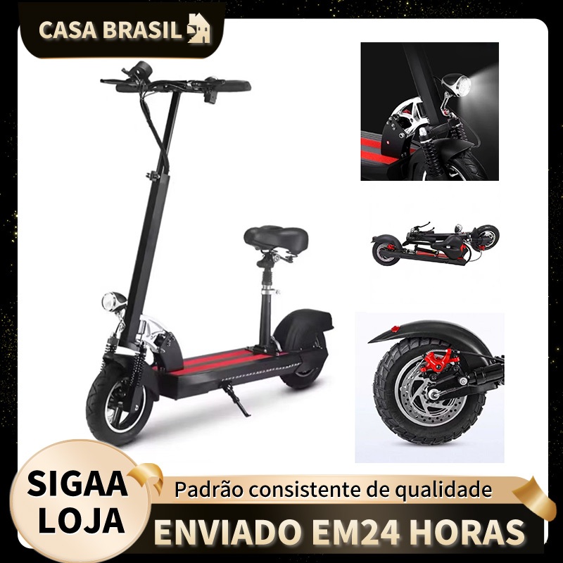 Patinete Elétrico Dobrável Com Assento Banco 120kg Ultra 500W 55KM 48V 8Ah