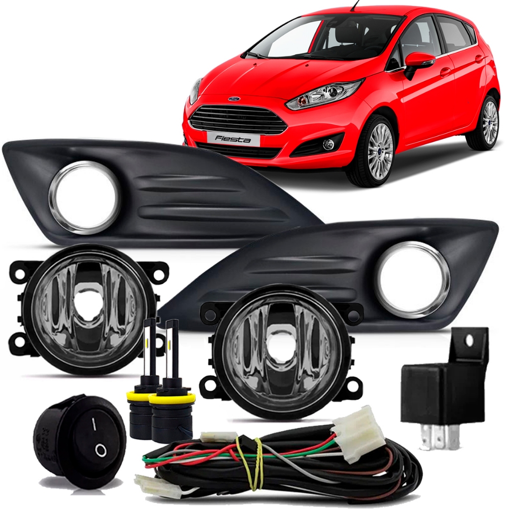 KIt Farol Milha Moldura Aro Cromado New Fiesta 2013 2014 2015 2016 2017 ...