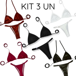 KIT 3 Biquini Fita Suplex Premium Tamanho Único 36/42 Calcinha Fio Com Forro e Regulação Lateral em Oferta na Shopee