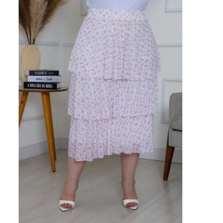 Saia De Tule Midi Em Camadas Babados Com Forro P ao G4 Plus Size