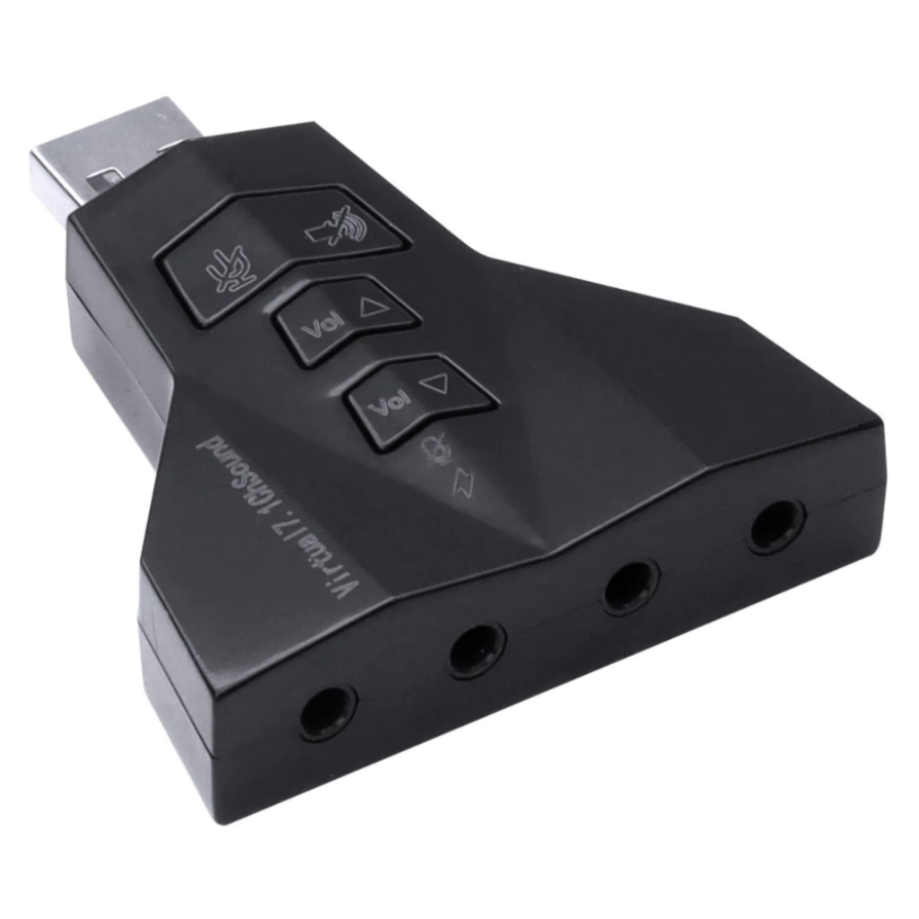 Adaptador USB Placa de Som 7.1 Com 4 Portas P2 Para Computador e Video ...