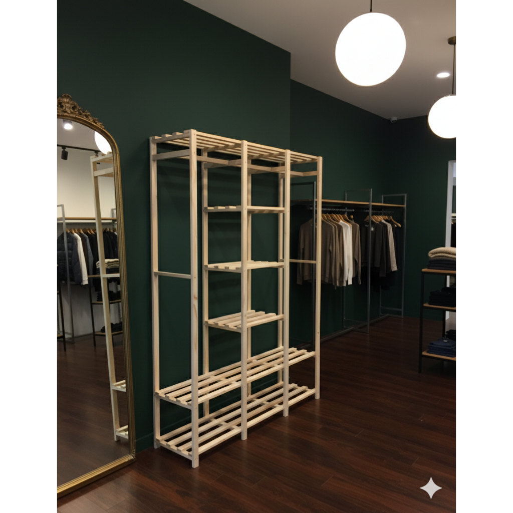 Armário Arara Closet Expositora - Madeira Pinus 170x140