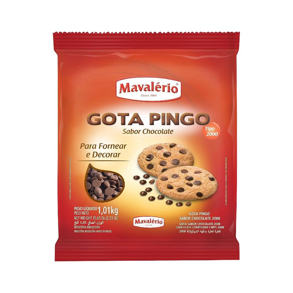 Gotas Cobertura Pingo Sabor Chocolate Forneável 1,010Kg Mavalério
