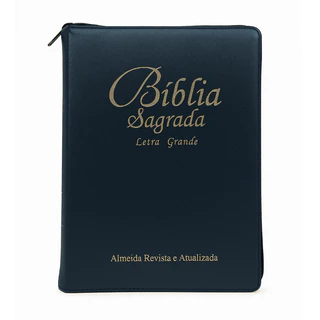 Bíblia Sagrada - Evangélica Letra Grande || Capa Couro Luxo + Zíper | Almeida Revista e Atualizada