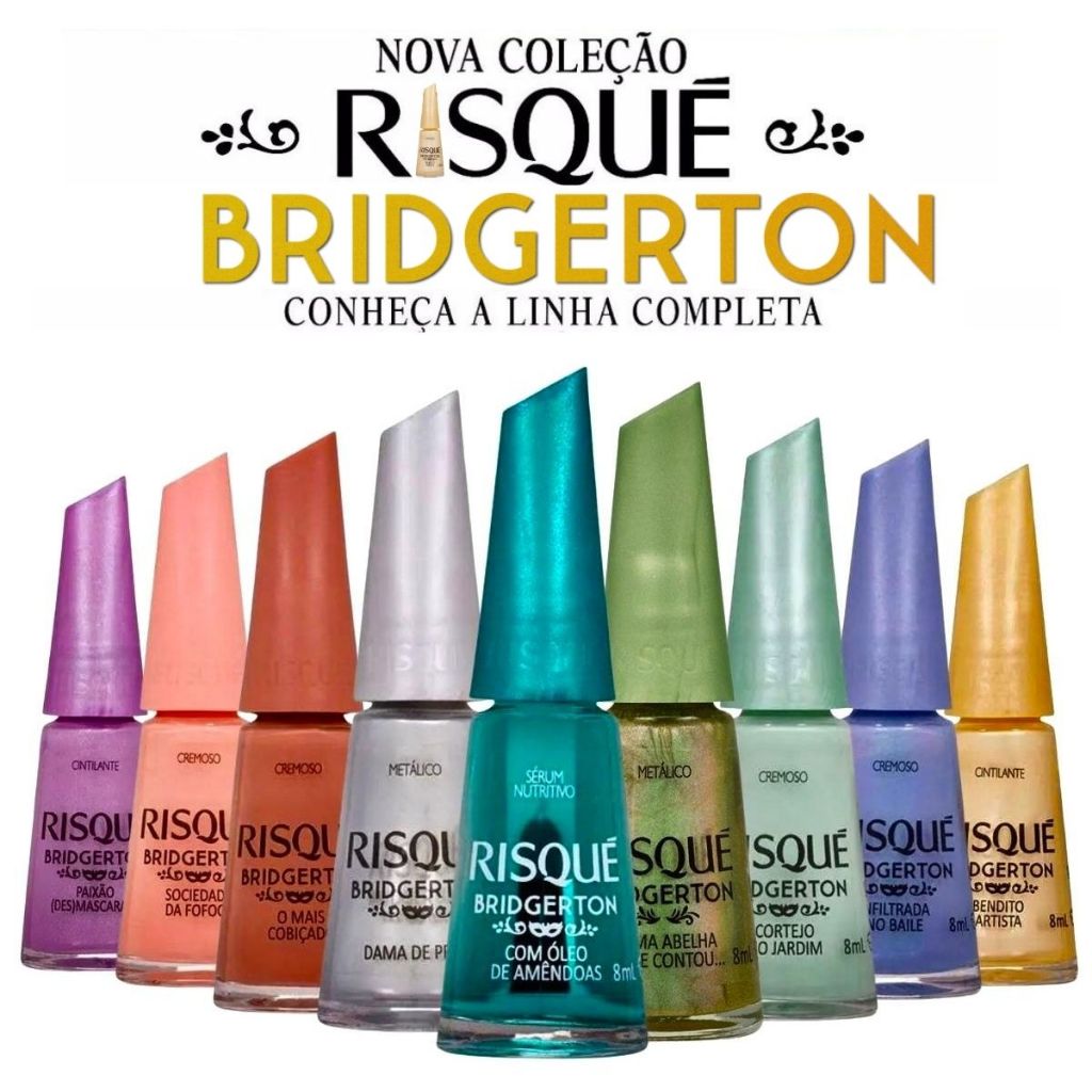 Esmalte Risque Nova Coleção Bridgerton Hipoalergenico 8 cores + Serum ...