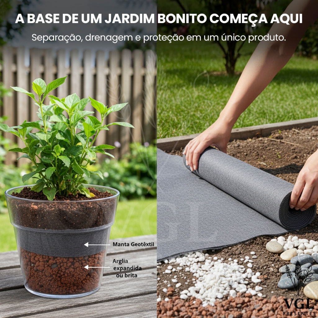 Manta Geotextil Bidim Cinza 1m de Largura Para Drenagem de Jardim Solo ...