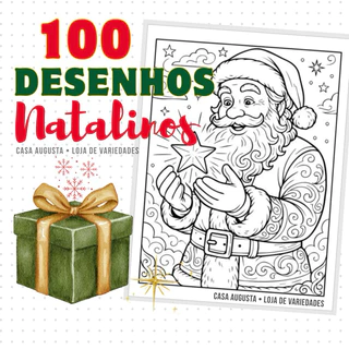 50 ou 100 Desenhos para Colorir Tema Natal | Folhas Soltas A4 | Atividade - Hobbies em Oferta na Shopee