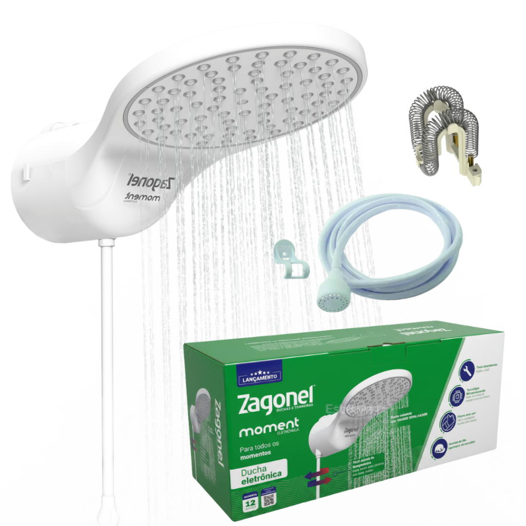 DUCHA CHUVEIRO ELÉTRICO ELETRÔNICO MOMENT FORTE AQUECIMENTO ZAGONEL ...