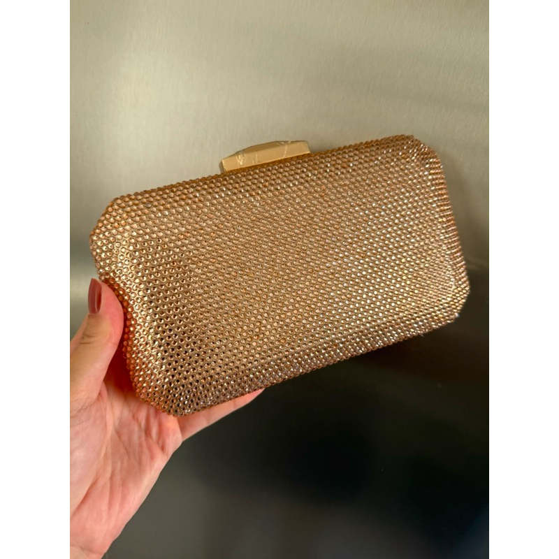 Clutch Bolsa de Festa Dourado Rose Brilhos para Madrinhas e Formandas ...
