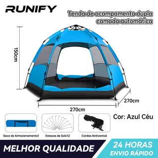Barraca de Camping Automática Dupla Camada - Água/UV, 270/270cm, 3-5 Pessoas + Acessórios em Oferta na Shopee