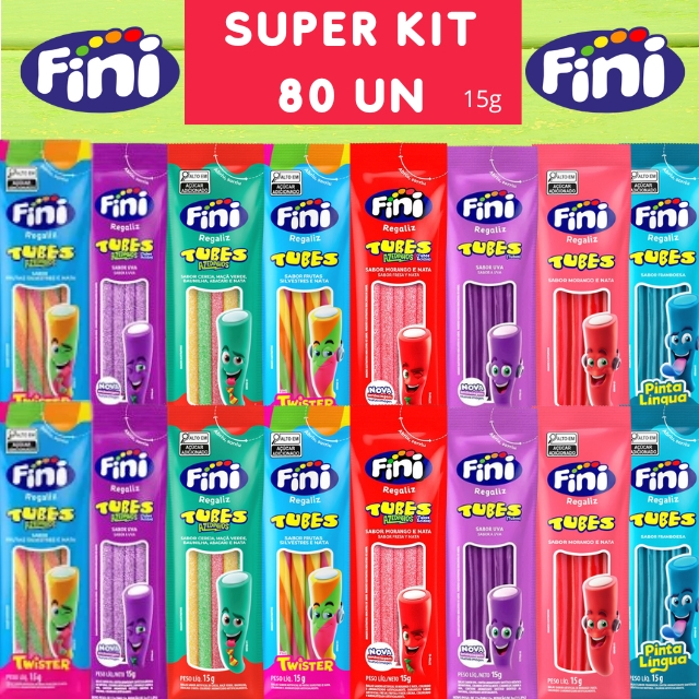 Kit com 80 Fini Tubes Sortidos 15g — Doces para Festa, Lembrancinhas ...