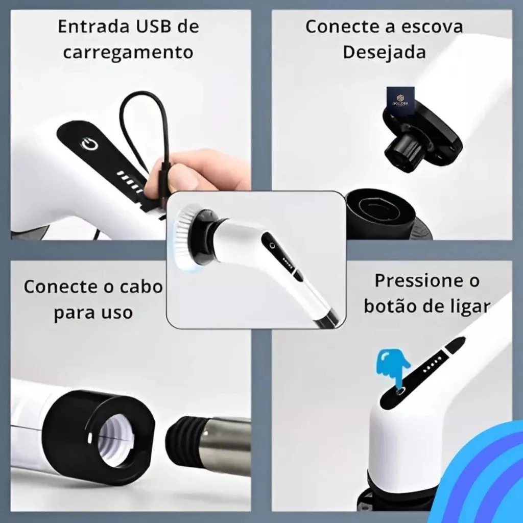 Escova de limpeza ajustável para janelas, banheiros e cozinhas - Ferramentas recarregáveis 9 em 1 - Imagem 3