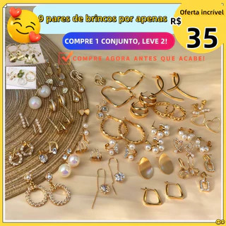 Kit de Joias Luxo Para Feminina Brinco de Borboleta Coração Geometria Torcido Argola Múltiplos Pares com Ouro Revestido em Oferta na Shopee