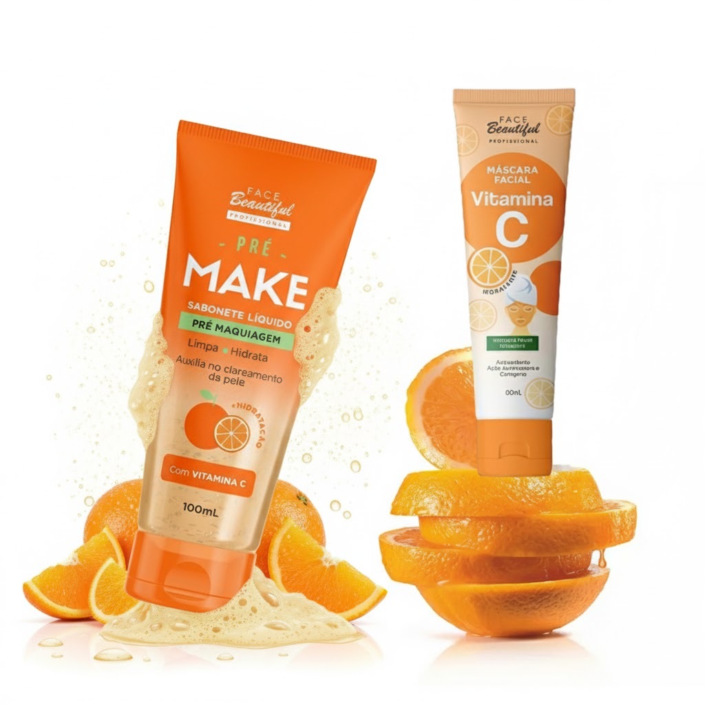 Kit Sabonete Liquido e mascara Facial Profissional de laranja