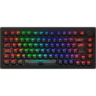 Teclado mecânico Akko ABNT2 5075 Clear Black com switch V3 Cream Black
