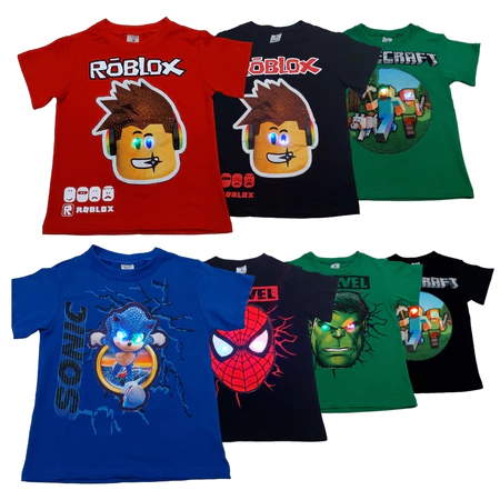 camiseta led infantil blusa personagens menino pisca-pisca