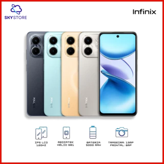 Infinix Smart 10 e Lançamento Smart 20 4G 128GB 4GB RAM, Bateria 5200MAH, Versão global, Lacrado