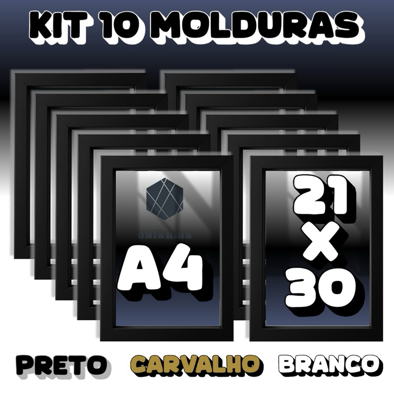 Kit 10 Quadros A4 21x30 Certificado Foto Diploma Poster Moldura Premium C Acetato opções de cores melhor custo-beneficio