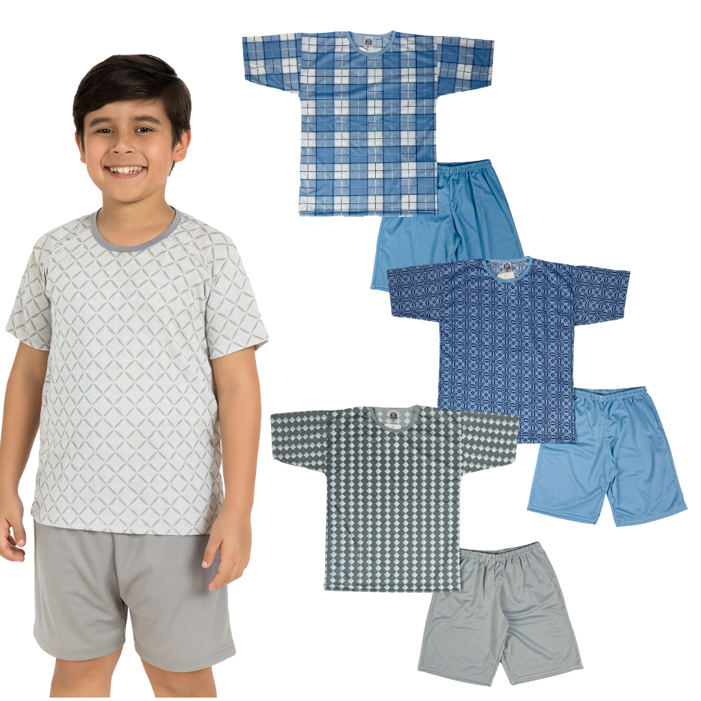 Kit 2 Pijama Verão Juvenil Masculino Manga Curta Estampa Sortida 10 ao 16 em Oferta na Shopee