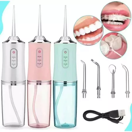Irrigador Dental Oral Recarregavél 220ml Higiene Limpeza Bucal Portátil Limpador de Dente