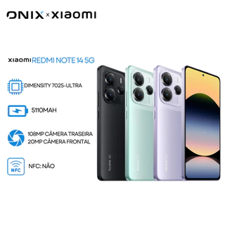 Redmi Note 14 5G, 256GB+8GB RAM, Câmera 108MP, Processador Dimensity 7025-Ultra, Bateria 5110mAh, Versão Global