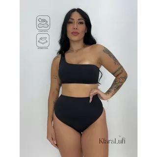 Conjunto Biquíni Hot Pant Top Uma Alça e Calcinha Cintura Alta Moda Praia em Oferta na Shopee