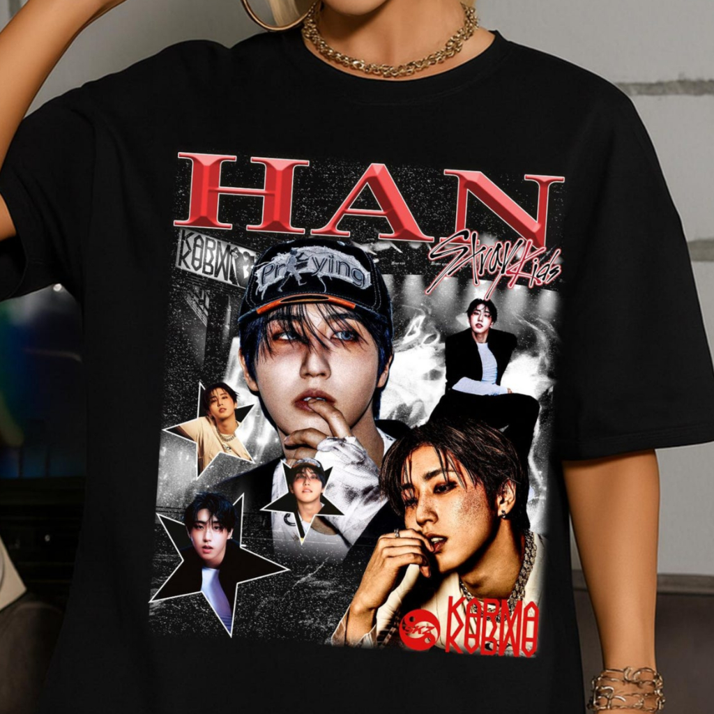 Camiseta T-shirt Unissex Vintage HAN Stray Kids Album Karma