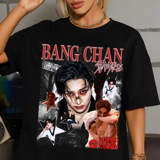 Camiseta T-shirt Unissex Vintage Bangchan Stray Kids Album Karma