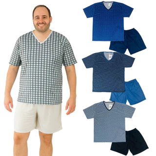 Kit 2 Pijama Verão Masculino Manga Curta Estampa Sortida P ao GG em Oferta na Shopee