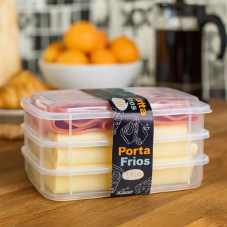 Kit 2 e 3 Peças Porta Frios Geladeira Com Tampa Hermético Fitnes Alface Tomate Frios Frutas Presunto