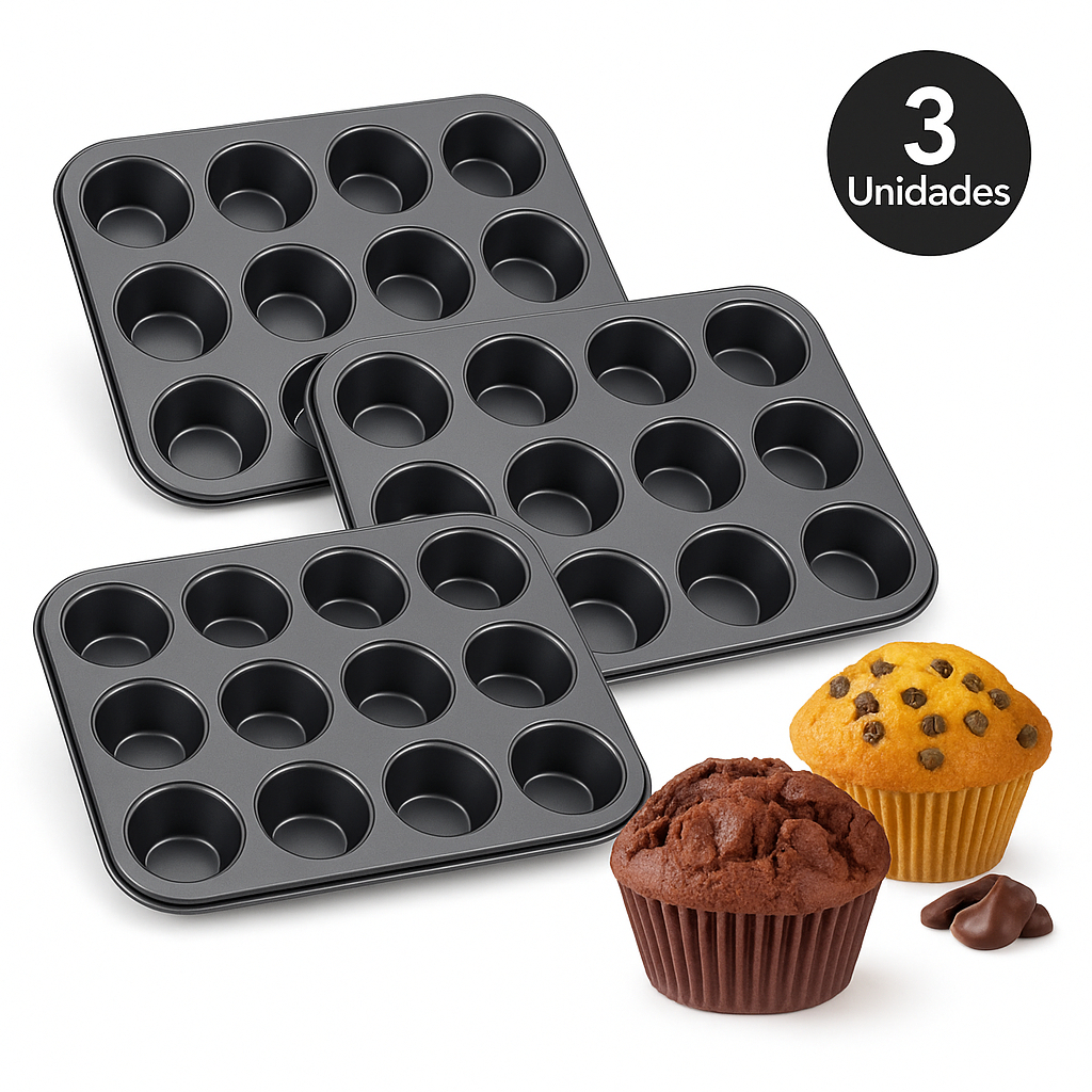 1, 2 ou 3 Forma Cupcake Forma Para Bolo Pão de Queijo de Tef