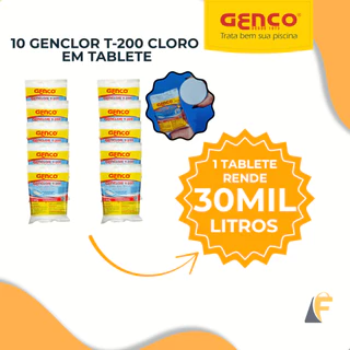 Kit 10 Cloro Pastilha Piscinas Genclor T200 200g Genco em Oferta na Shopee