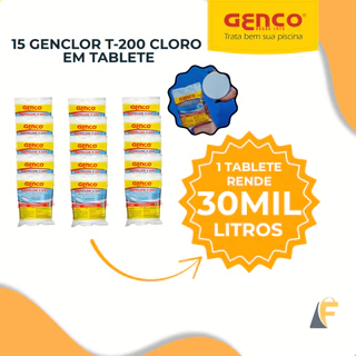Kit 15 Cloro Pastilha Piscinas Genclor T200 200g Genco em Oferta na Shopee