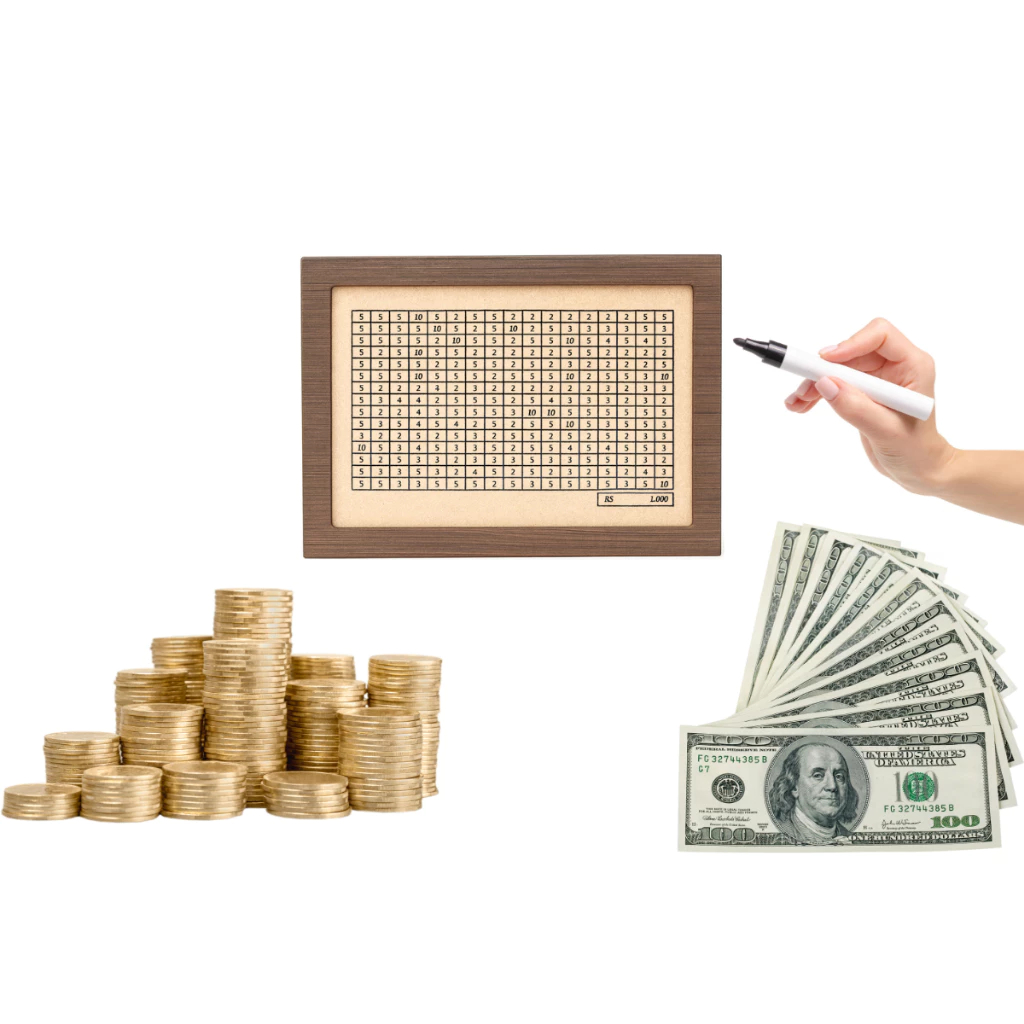 Cofre Desafio 1000 5000 10000 Caixa Dinheiro De Madeira Método Japonês Poupança Mdf