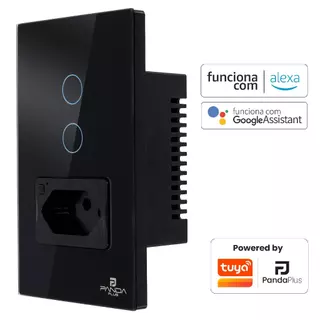 Interruptor Inteligente Wifi 1 e 2 Botão Touch 1 Tomada 16A Bivolt Smartlife Tuya PandaPlus Alexa Google Comando Voz App