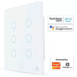 Interruptor Inteligente Touch 1,2,3 e 6 Botões 4x2 e 4x4 Alexa Google Wifi App Tuya Pandaplus Controle de Voz Bivolt
