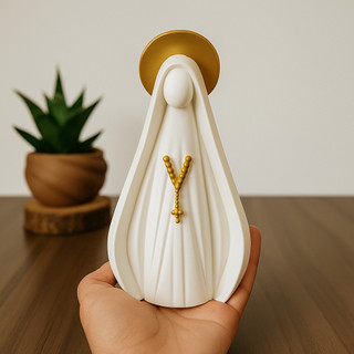 Escultura Nossa Senhora Aparecida Minimalista Decorativa 15cm Quarto Sala Religioso