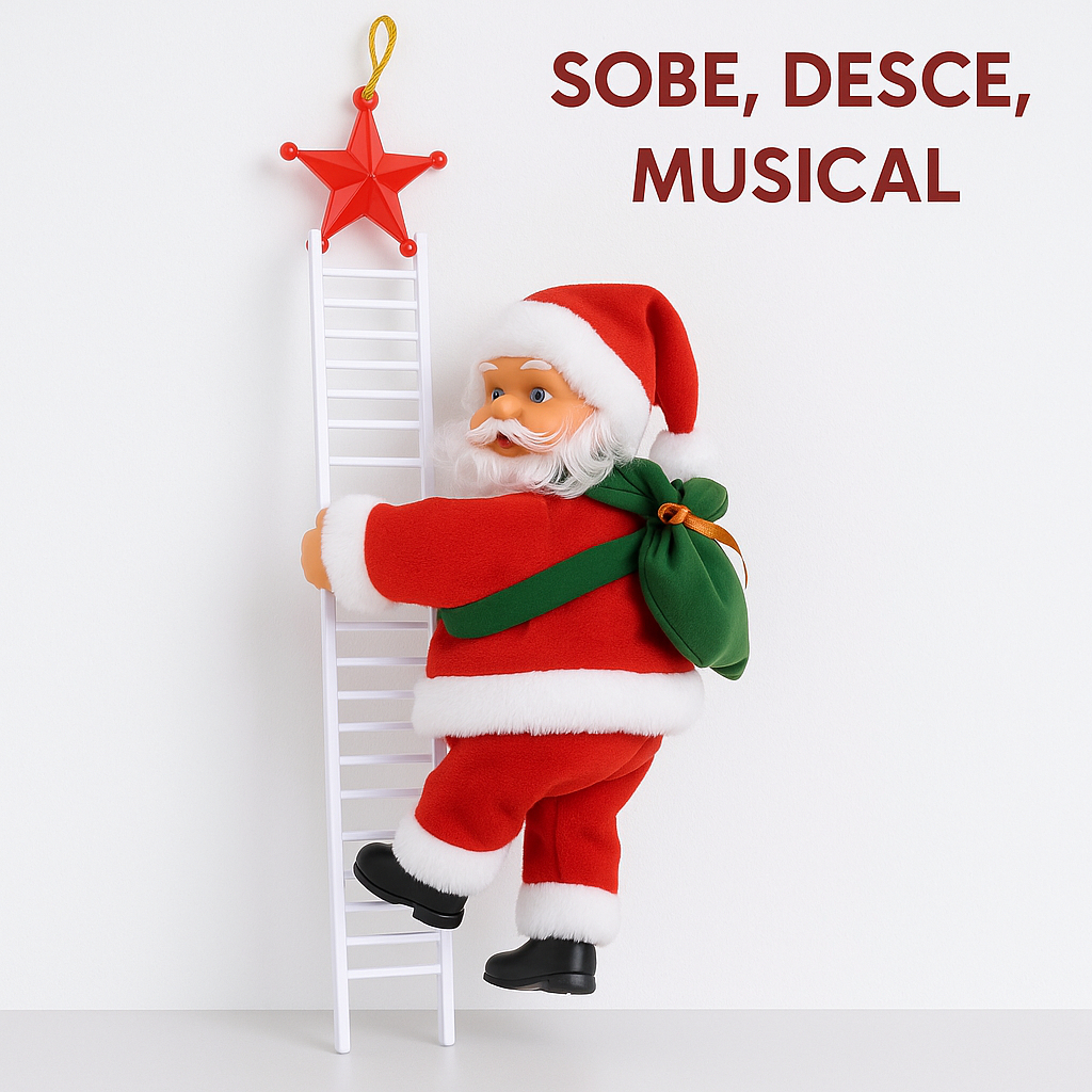 Papai Noel Elétrico Decoração Natal – Sobe & Desce na Escada Musical ...