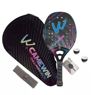 Raquete Beach Tennis Camewin 100% Fibra Carbono 3k Completa Com Bolsa De Cobertura Padel Tenis Praia
