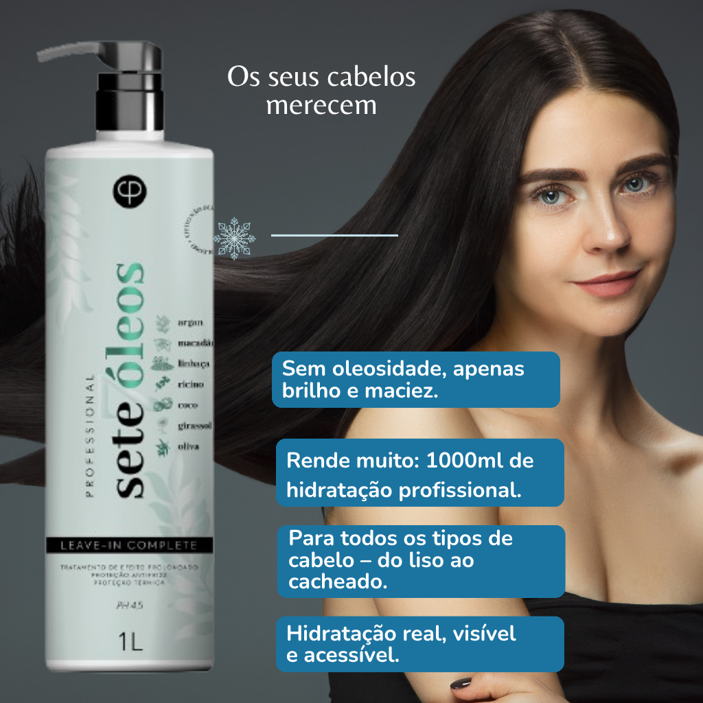 Kit 2 Leave-in Profissional 7 Óleos 1000ml – Finalizador Capilar ...
