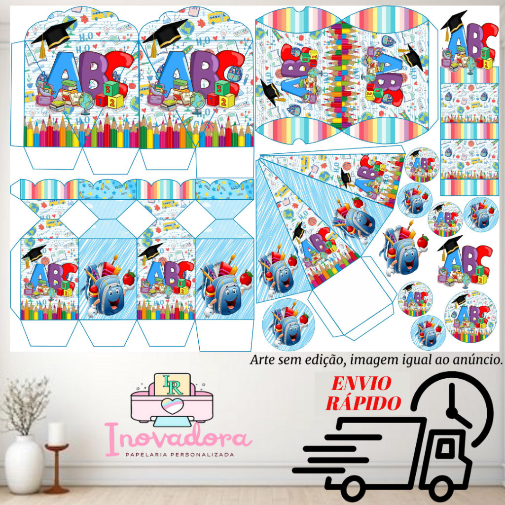 Kit com 75/150 itens lembrancinhas TEMA ABC - FORMATURA (COM/SEM NOME ...