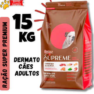 Ração Quatree Supreme 15kg Cães Adultos Dermato Cordeiro e Salmão Pele e Pelagem Super Premium em Oferta na Shopee