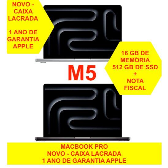 MacBook Pro M5 2025 MDE04LL/A 14" M5 512GB 16GB PRETO OU PRATA 12 X SEM JUROS GARANTIA DE 1 ANO PRONTO ENVIO