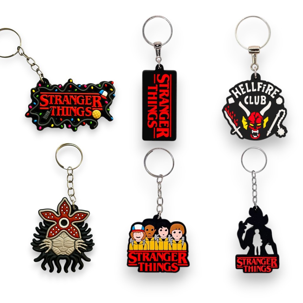 Chaveiros Emborrachados Alto Relevo Colecionável Fãs da Serie Stranger Things